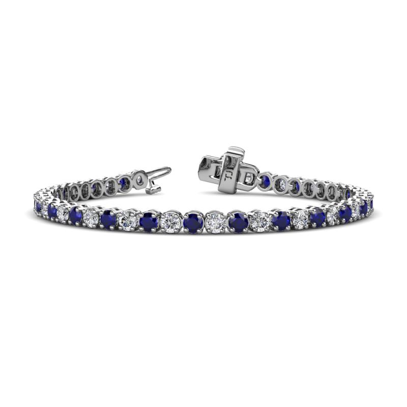 Izarra 3.90 mm Blue Sapphire and Diamond Eternity Tennis Bracelet 