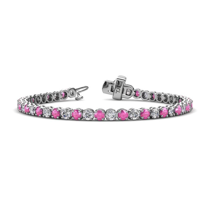 Izarra 3.90 mm Pink Sapphire and Diamond Eternity Tennis Bracelet 