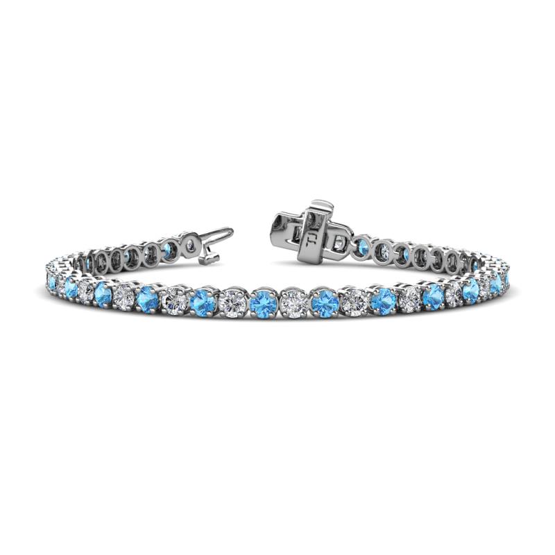 Izarra 3.90 mm Blue Topaz and Diamond Eternity Tennis Bracelet 