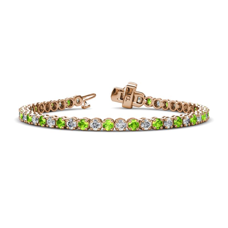 Izarra 3.90 mm Peridot and Diamond Eternity Tennis Bracelet 