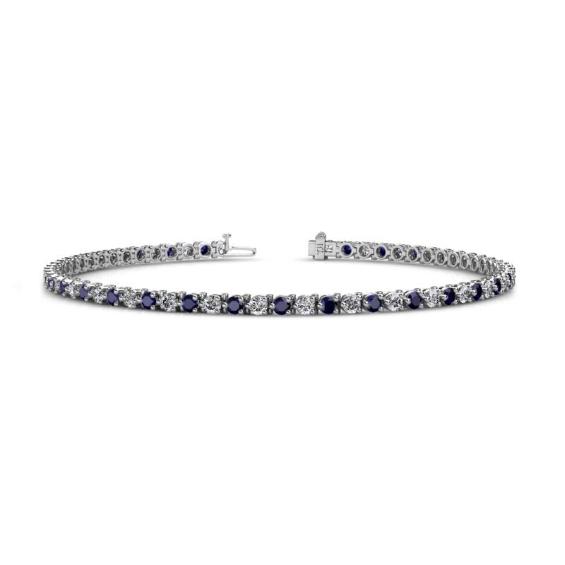 Cliona 2.40 mm Blue Sapphire and Diamond Eternity Tennis Bracelet 