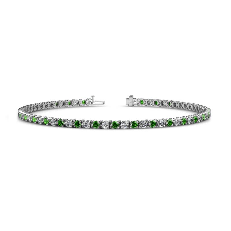 Cliona 2.40 mm Green Garnet and Diamond Eternity Tennis Bracelet 
