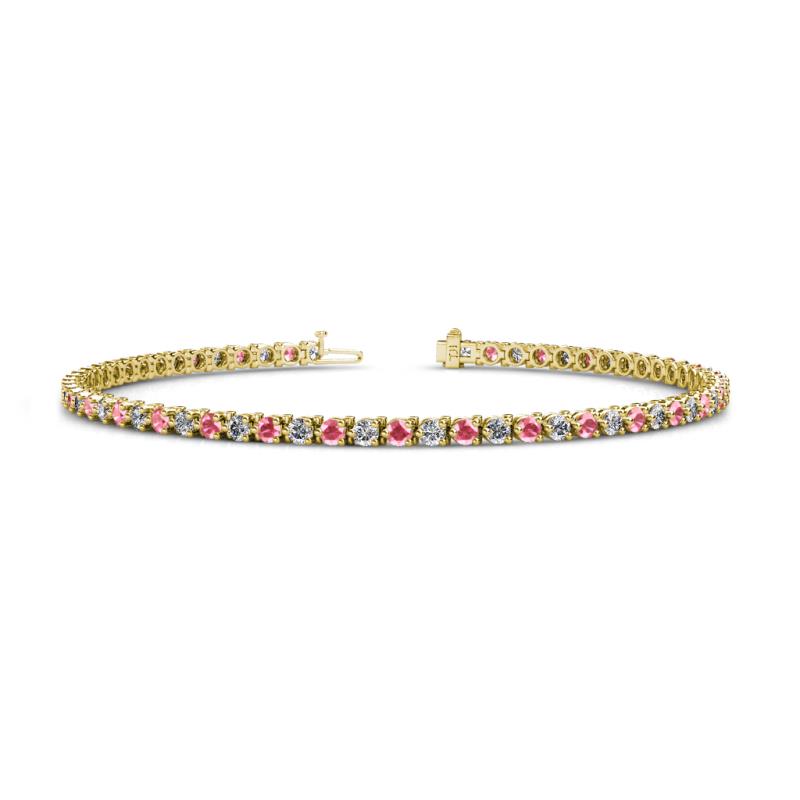 Cliona 2.40 mm Pink Tourmaline and Diamond Eternity Tennis Bracelet 