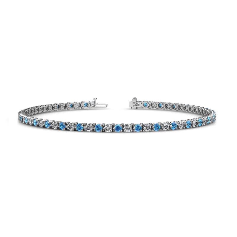 Cliona 2.40 mm Blue Topaz and Diamond Eternity Tennis Bracelet 