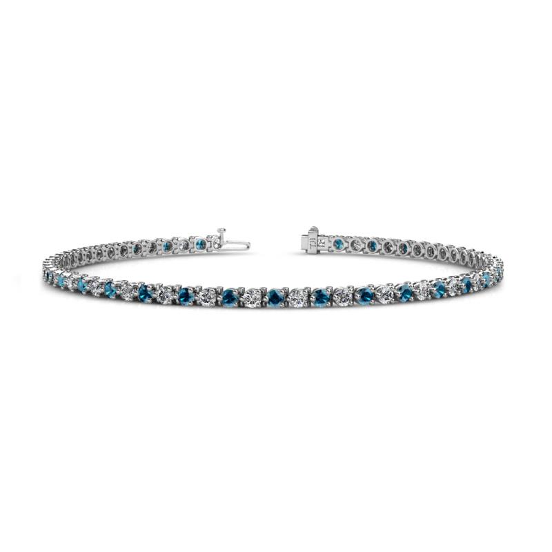 Cliona 2.40 mm Blue and White Diamond Eternity Tennis Bracelet 