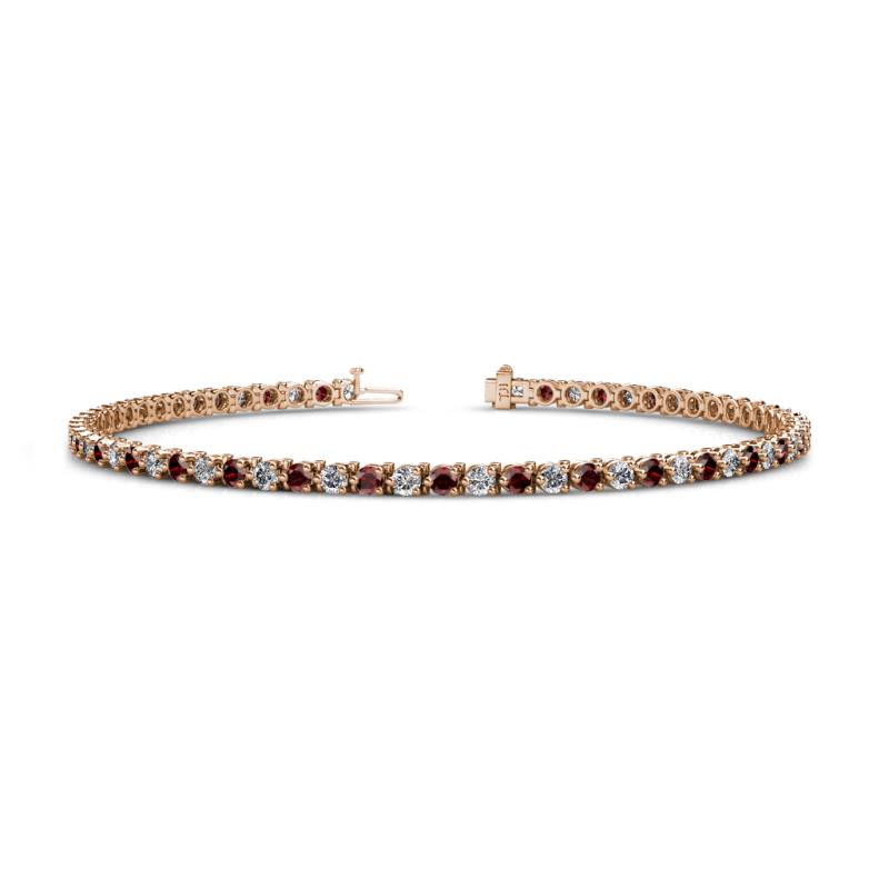 Cliona 2.40 mm Red Garnet and Diamond Eternity Tennis Bracelet 