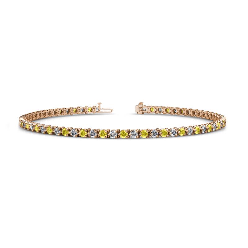 Cliona 2.40 mm Yellow Sapphire and Diamond Eternity Tennis Bracelet 