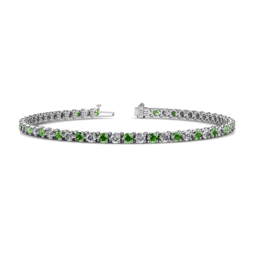 Cliona 2.70 mm Green Garnet and Diamond Eternity Tennis Bracelet 