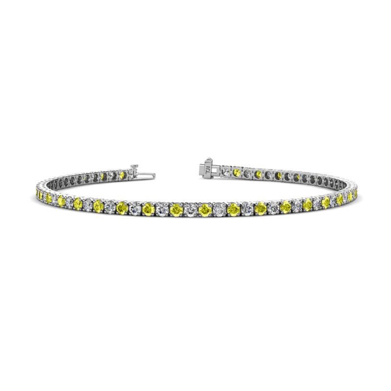 Leslie 2.40 mm Yellow and White Diamond Eternity Tennis Bracelet 