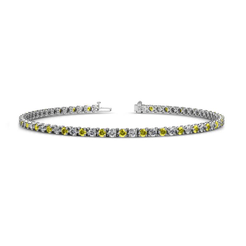 Cliona 2.40 mm Yellow and White Diamond Eternity Tennis Bracelet 