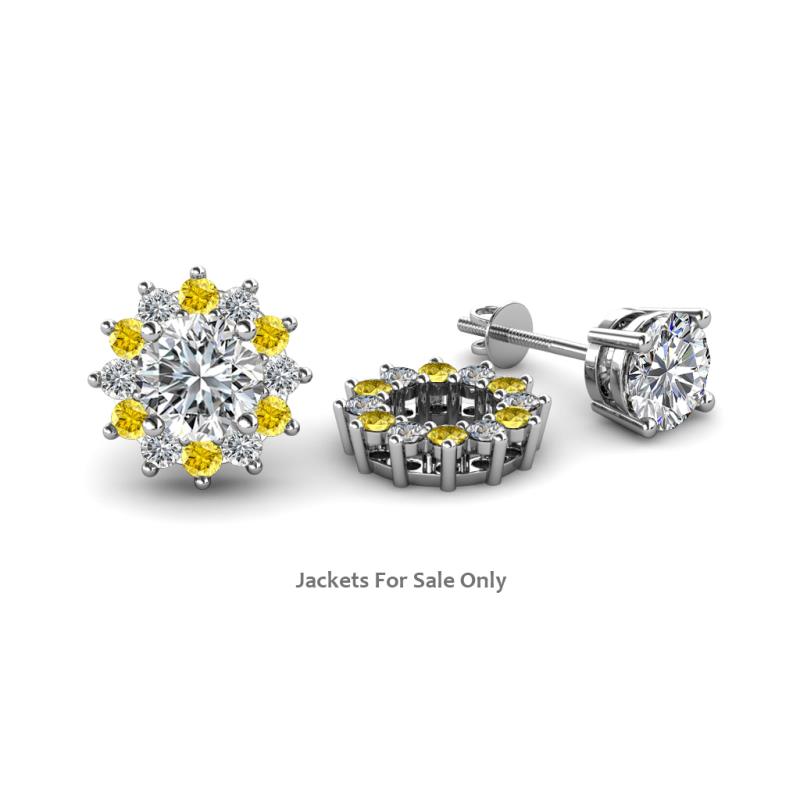 Florice Round Yellow Sapphire and Diamond Flower Jacket Earrings 