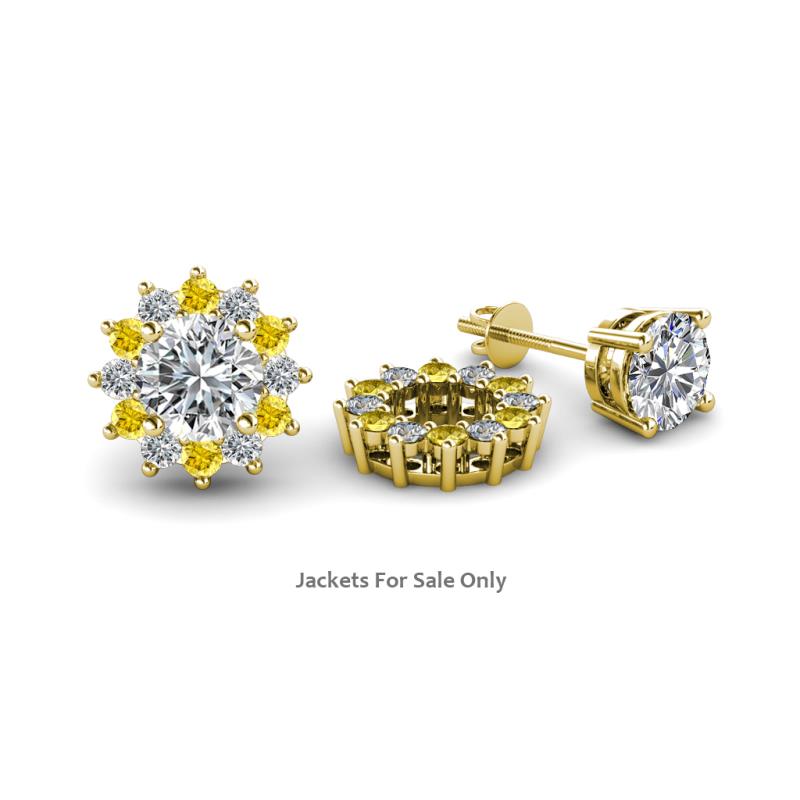 Florice Round Yellow Sapphire and Diamond Flower Jacket Earrings 