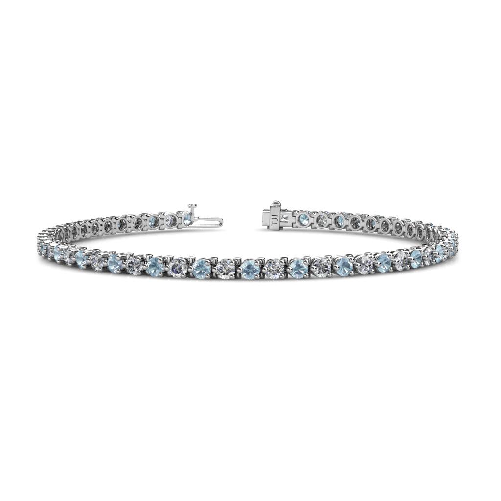 Cliona 3.00 mm Aquamarine and Diamond Eternity Tennis Bracelet 