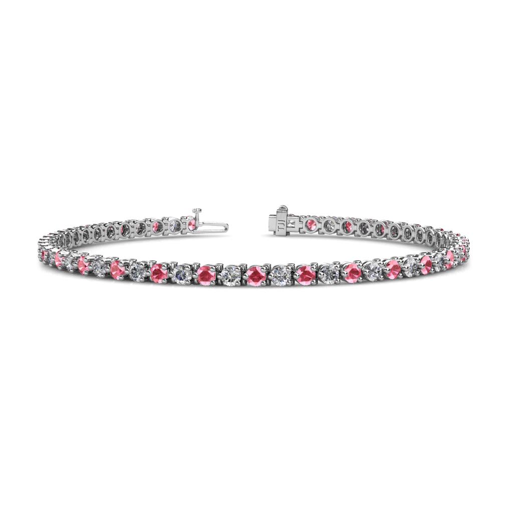 Cliona 3.00 mm Pink Tourmaline and Diamond Eternity Tennis Bracelet 