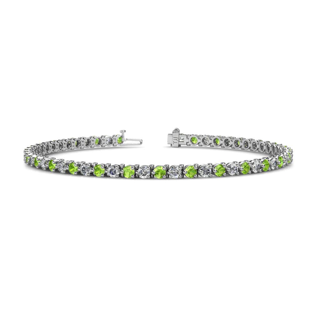 Cliona 3.00 mm Peridot and Diamond Eternity Tennis Bracelet 