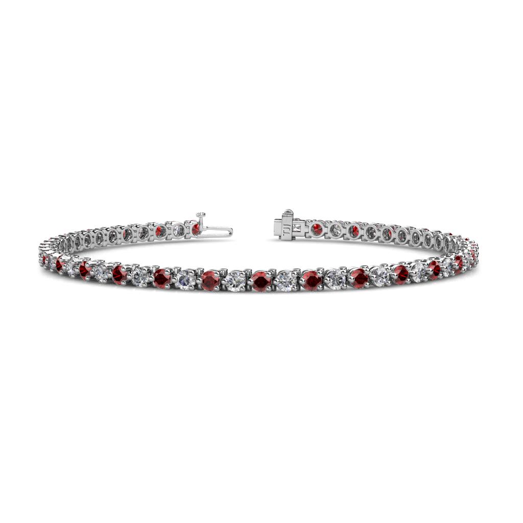 Cliona 3.00 mm Red Garnet and Diamond Eternity Tennis Bracelet 