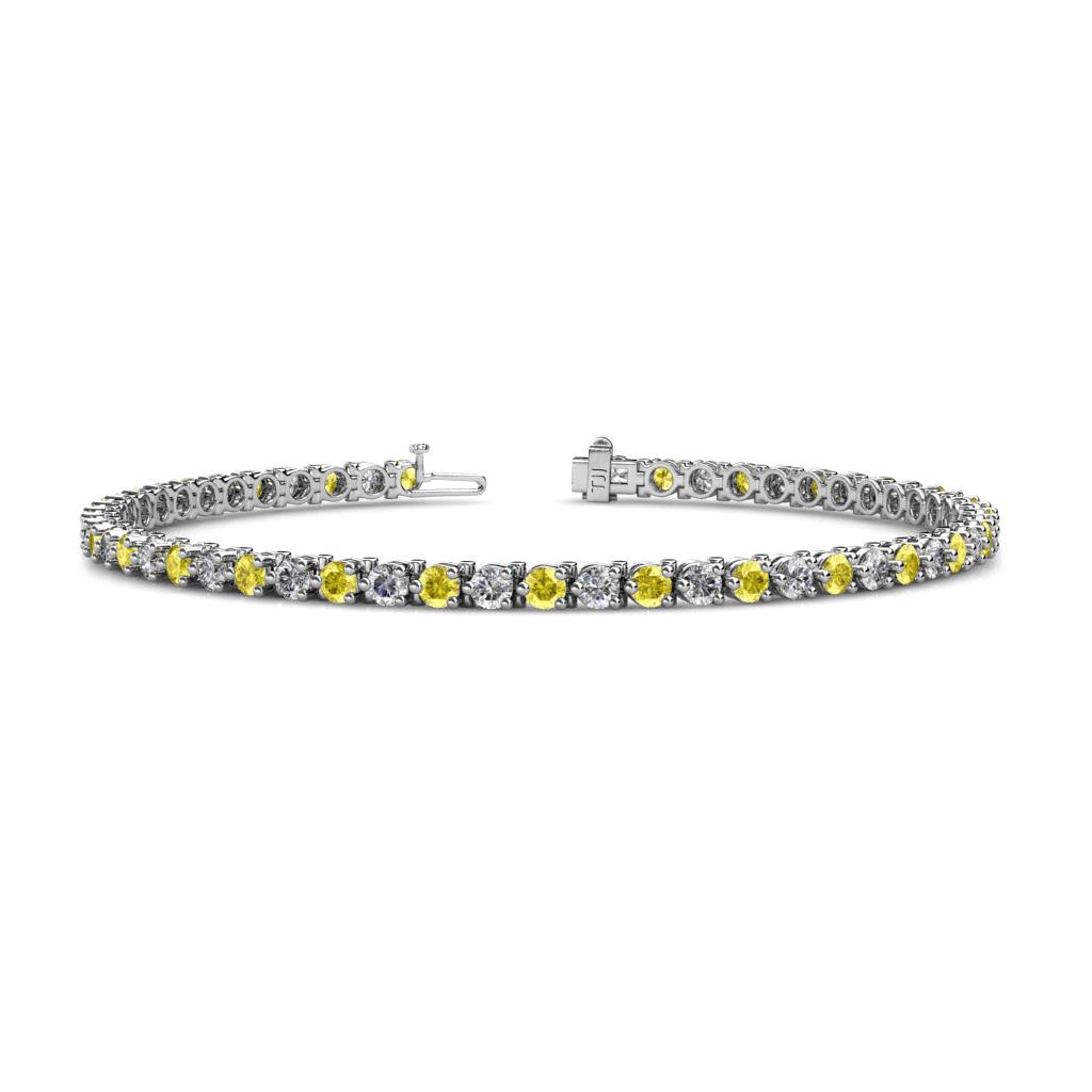 Cliona 3.00 mm Yellow Sapphire and Diamond Eternity Tennis Bracelet 