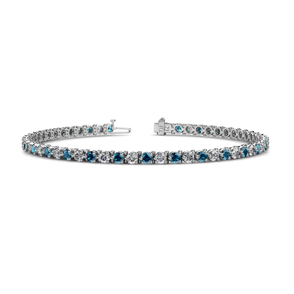 Cliona 3.00 mm Blue Diamond and Diamond Eternity Tennis Bracelet 