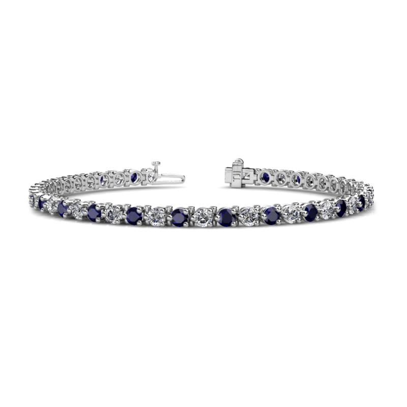 Cliona 3.30 mm Blue Sapphire and Diamond Eternity Tennis Bracelet 