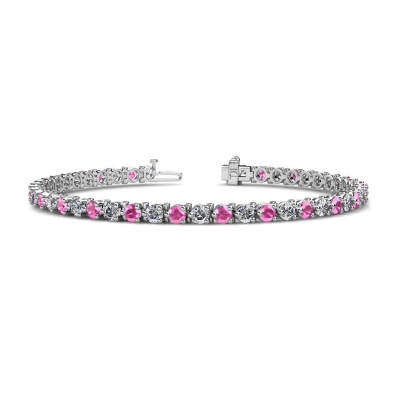 Cliona 3.30 mm Pink Sapphire and Diamond Eternity Tennis Bracelet 
