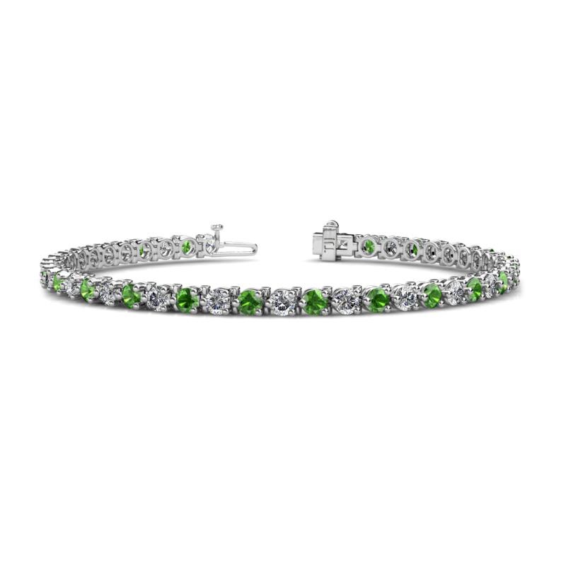Cliona 3.30 mm Green Garnet and Diamond Eternity Tennis Bracelet 