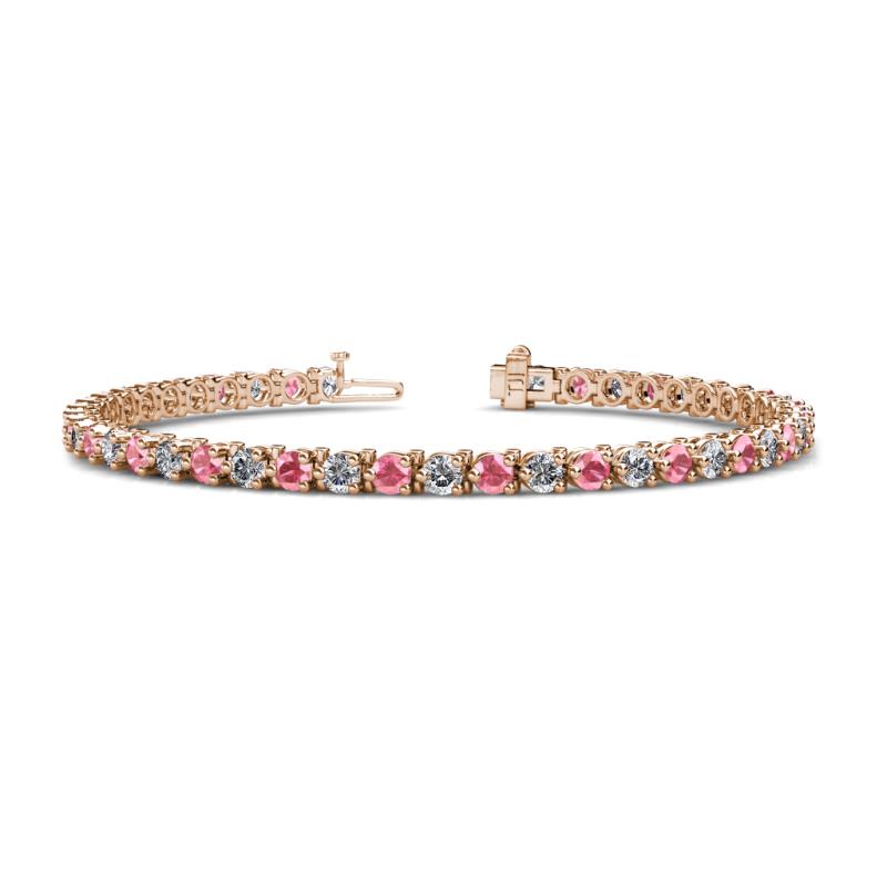 Cliona 3.30 mm Pink Tourmaline and Diamond Eternity Tennis Bracelet 