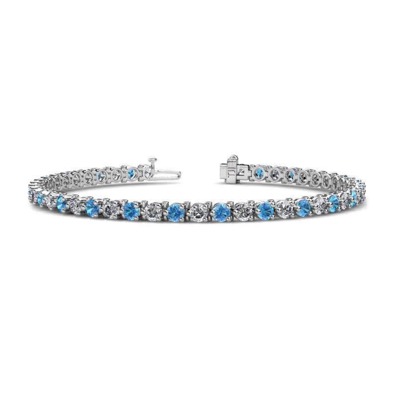 Cliona 3.30 mm Blue Topaz and Diamond Eternity Tennis Bracelet 