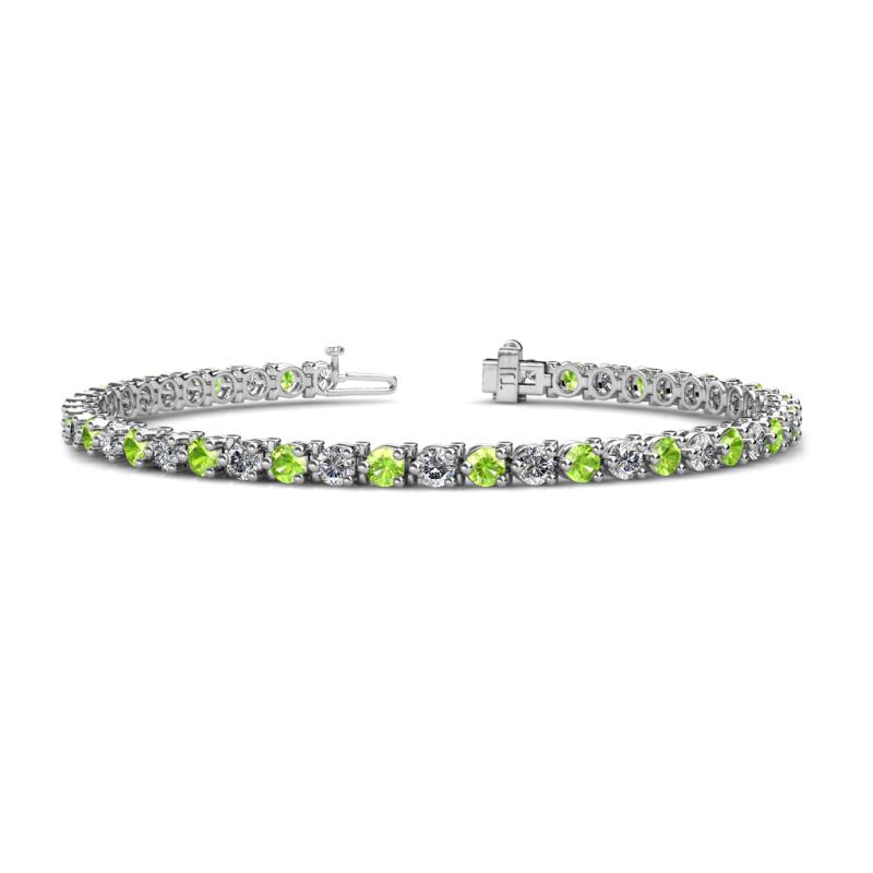 Cliona 3.30 mm Peridot and Diamond Eternity Tennis Bracelet 