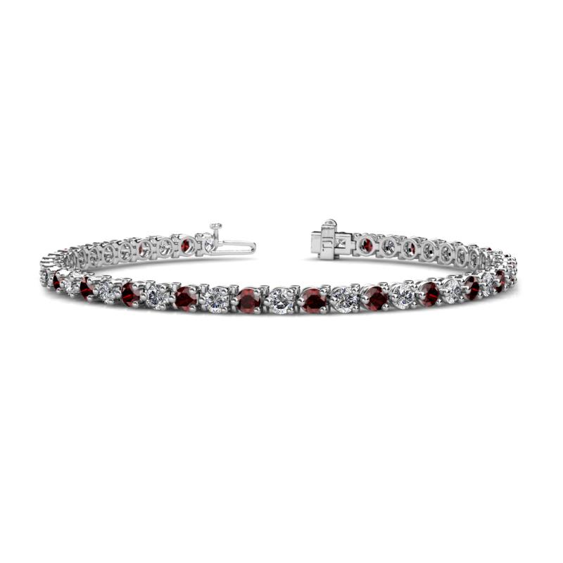 Cliona 3.30 mm Red Garnet and Diamond Eternity Tennis Bracelet 