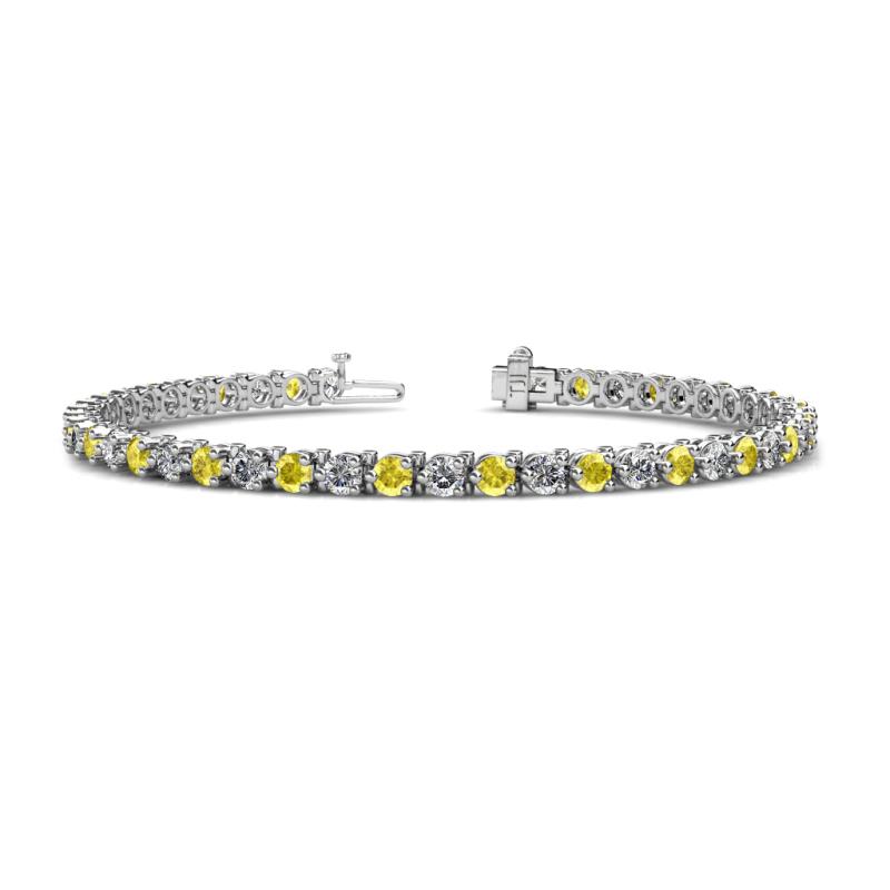 Cliona 3.30 mm Yellow Sapphire and Diamond Eternity Tennis Bracelet 