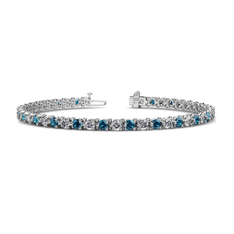Cliona 3.3 mm Blue and White Diamond Eternity Tennis Bracelet 