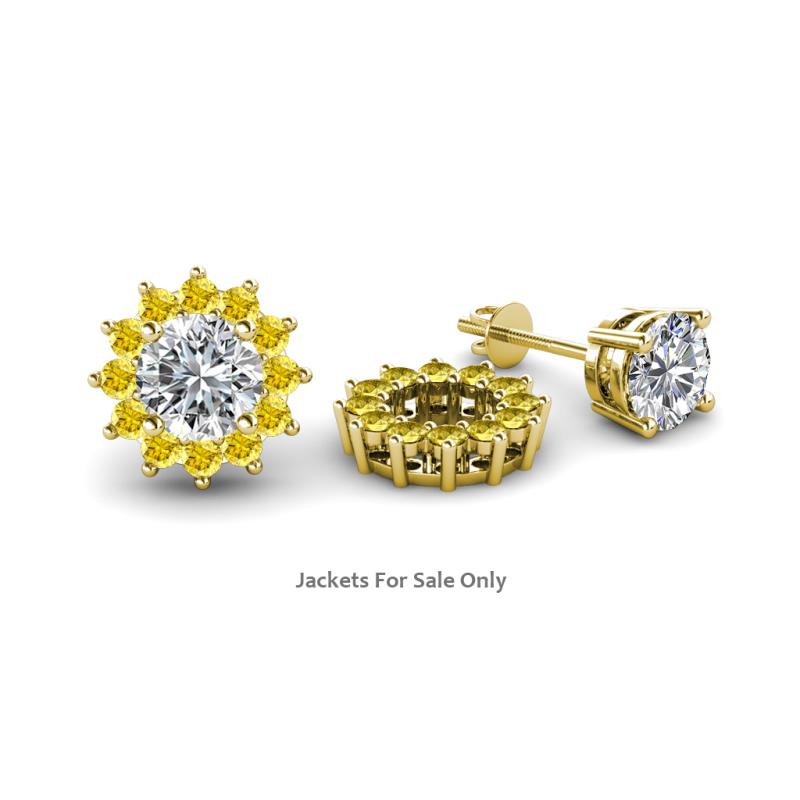 Florice Round Yellow Sapphire Flower Jacket Earrings 