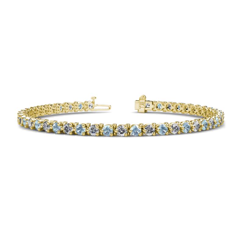 Cliona 3.6 mm Aquamarine and Diamond Eternity Tennis Bracelet 