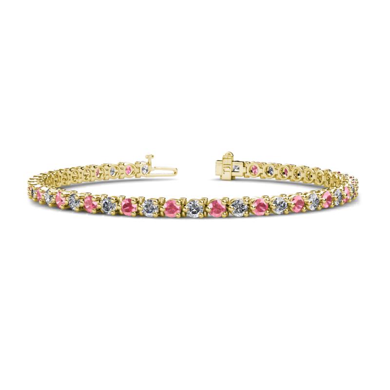 Cliona 3.6 mm Pink Tourmaline and Diamond Eternity Tennis Bracelet 