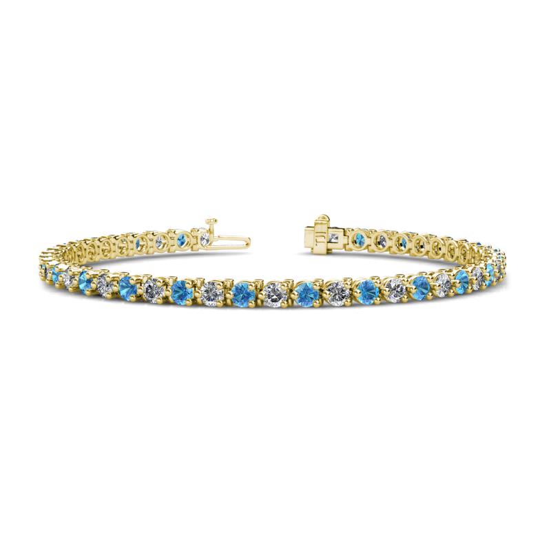 Cliona 3.6 mm Blue Topaz and Diamond Eternity Tennis Bracelet 
