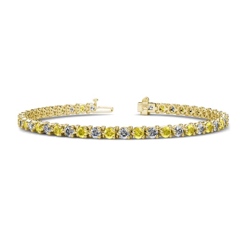 Cliona 3.6 mm Yellow Sapphire and Diamond Eternity Tennis Bracelet 