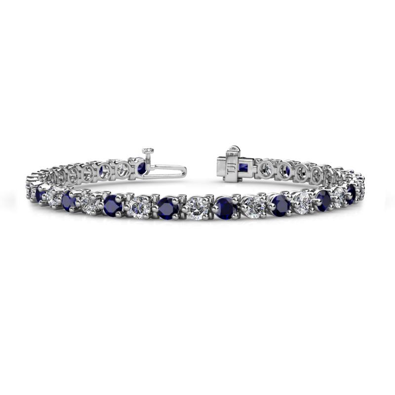 Cliona 4.10 mm Blue Sapphire and Diamond Eternity Tennis Bracelet 