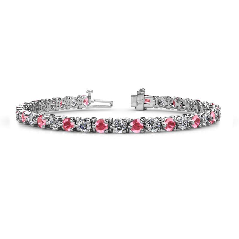 Cliona 4.10 mm Pink Tourmaline and Diamond Eternity Tennis Bracelet 