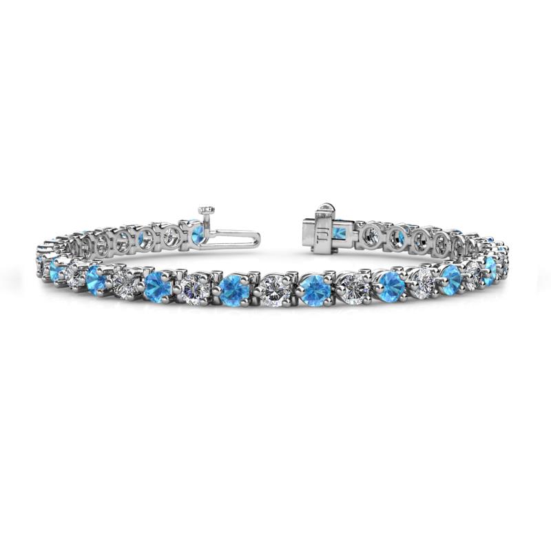 Cliona 4.10 mm Blue Topaz and Diamond Eternity Tennis Bracelet 