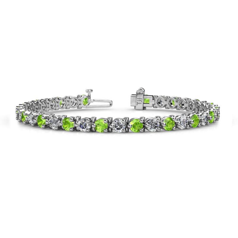 Cliona 4.10 mm Peridot and Diamond Eternity Tennis Bracelet 