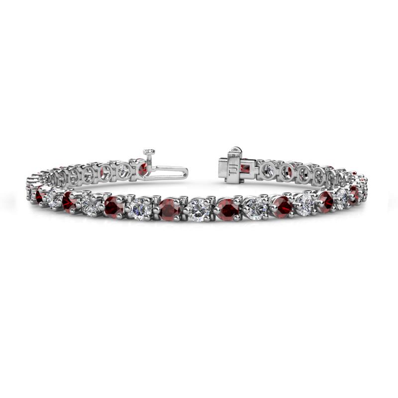 Cliona 4.10 mm Red Garnet and Diamond Eternity Tennis Bracelet 