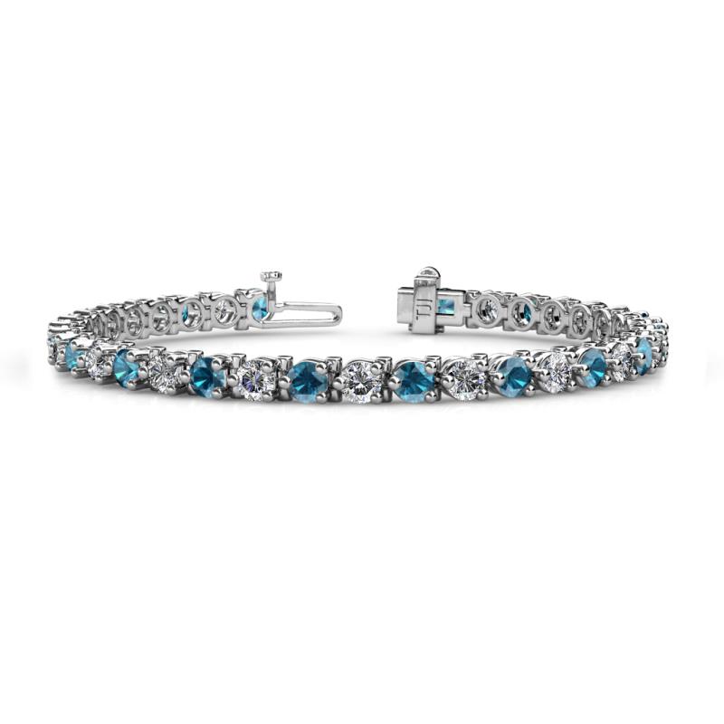 Cliona 4.10 mm Blue and White Diamond Eternity Tennis Bracelet 