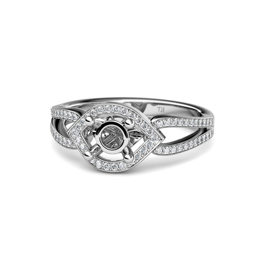Verbinding koppeling huwelijk Liora Diamond Four Prong Semi Mount Womens Eye Halo Engagement Ring Setting  0.48 ctw 18K White Gold | TriJewels