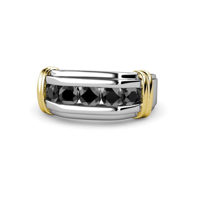 Eamon Black Diamond 5 Stone Men Wedding Ring 