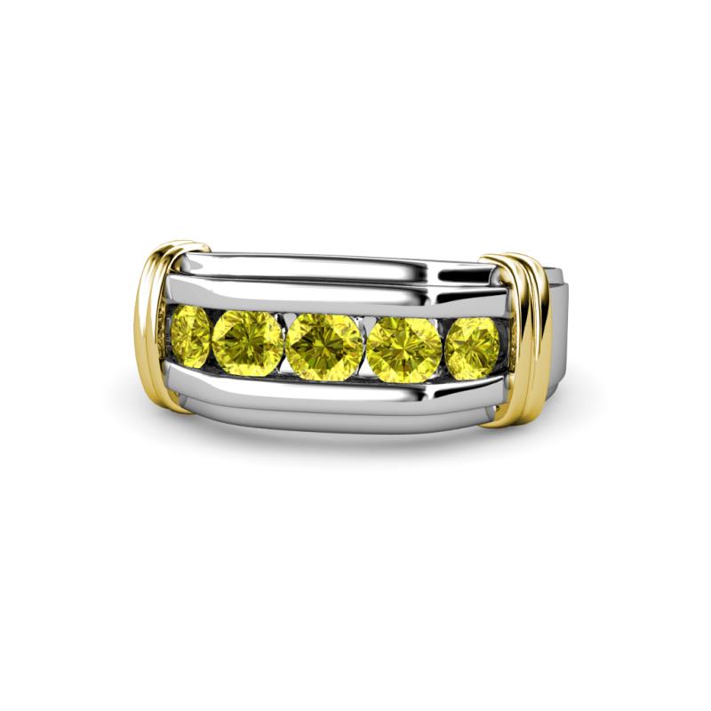 Eamon Yellow Diamond 5 Stone Men Wedding Ring 
