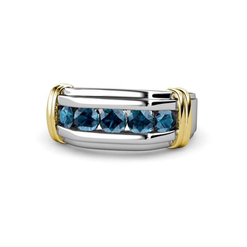Eamon Blue Diamond 5 Stone Men Wedding Ring 