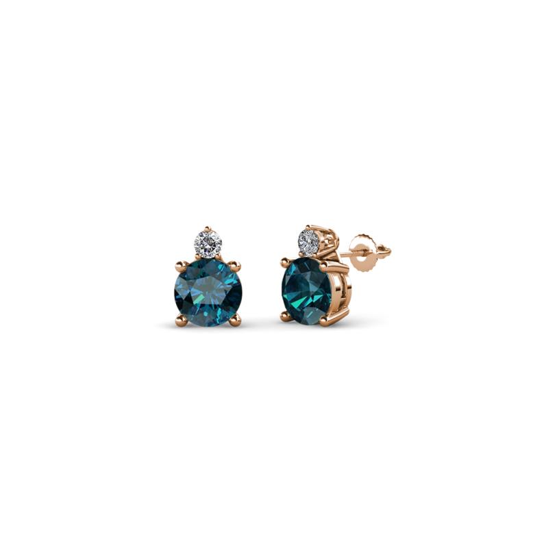 Viera Blue and White Diamond Two Stone Stud Earrings 
