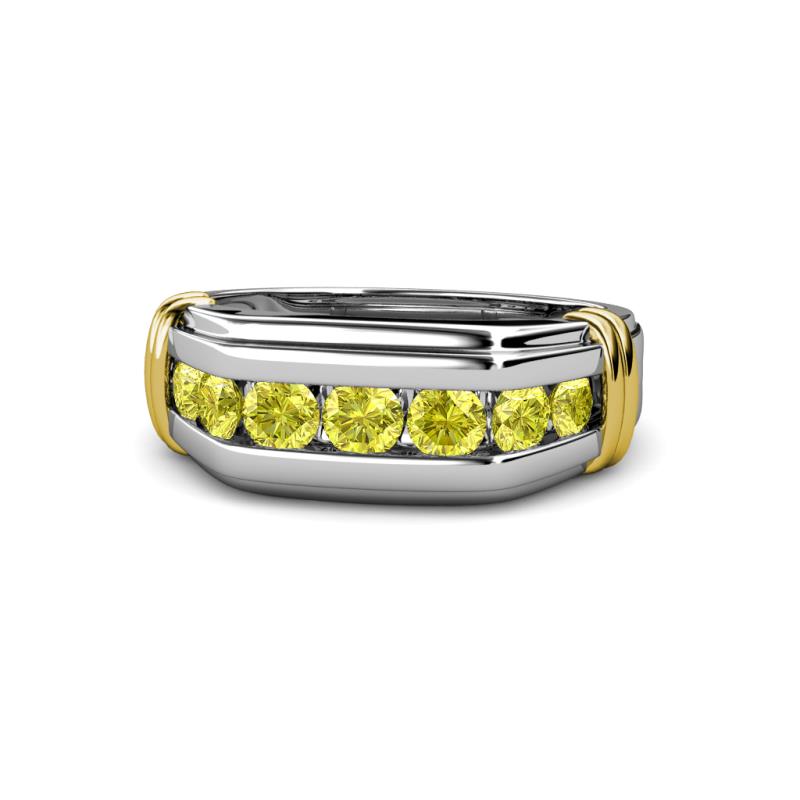 Brad Round Yellow Diamond 7 Stone Men Wedding Ring