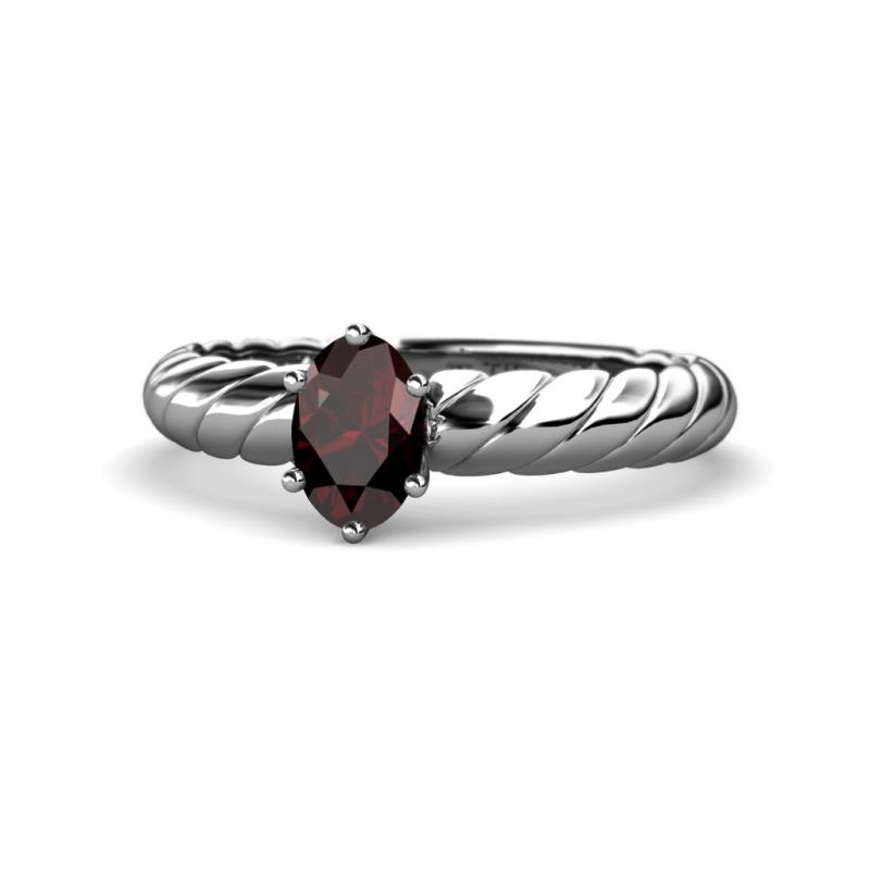 Eudora Classic 7x5 mm Oval Shape Red Garnet Solitaire Engagement Ring 