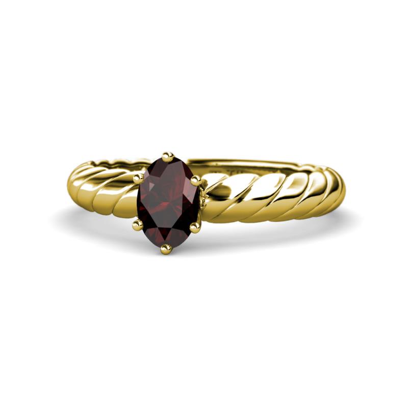 Eudora Classic 7x5 mm Oval Shape Red Garnet Solitaire Engagement Ring 